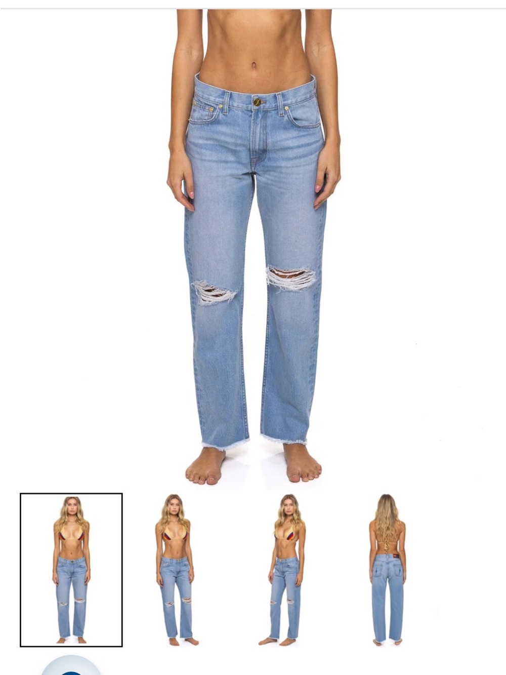 Aviator Nation Light Blue Distressed Straight-Leg Jeans